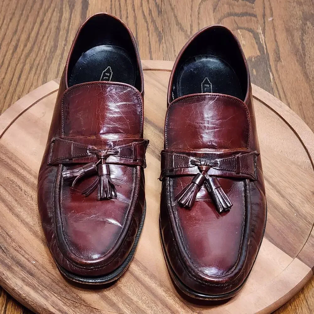 Florsheim Dress Shoes Mens Size 11 F Brown Leather Tassel Slip On Square Toe